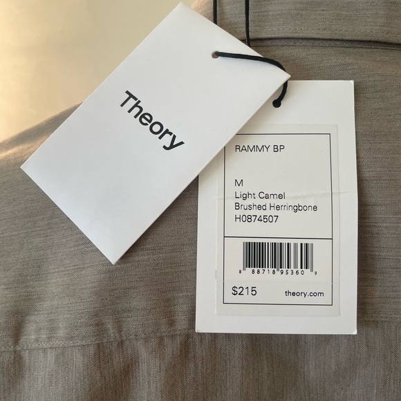 New Theory Mens Rammy Shirt Medium Light Camel H0874507 Button Down 100% Cotton - Picture 3 of 7